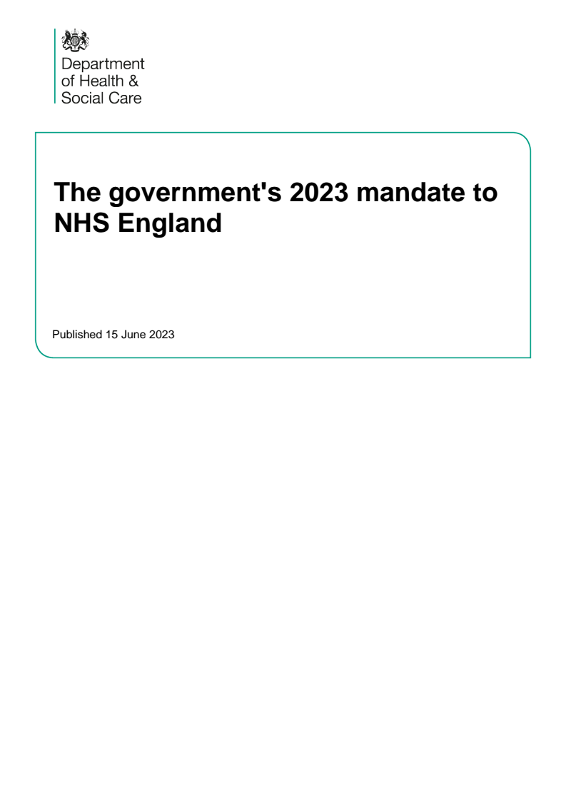 The government's 2023 mandate to NHS England