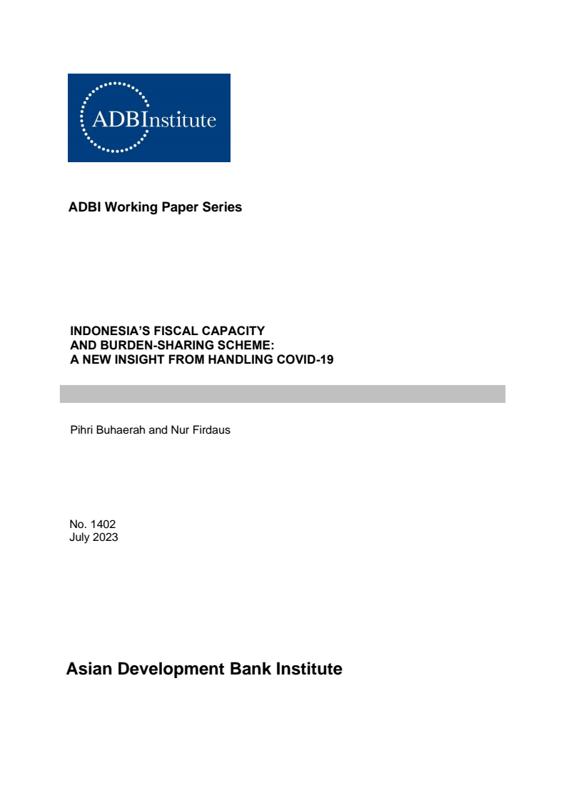 Indonesia's Fiscal Capacity and Burden-Sharing Scheme: A New Insight from Handling COVID-19
