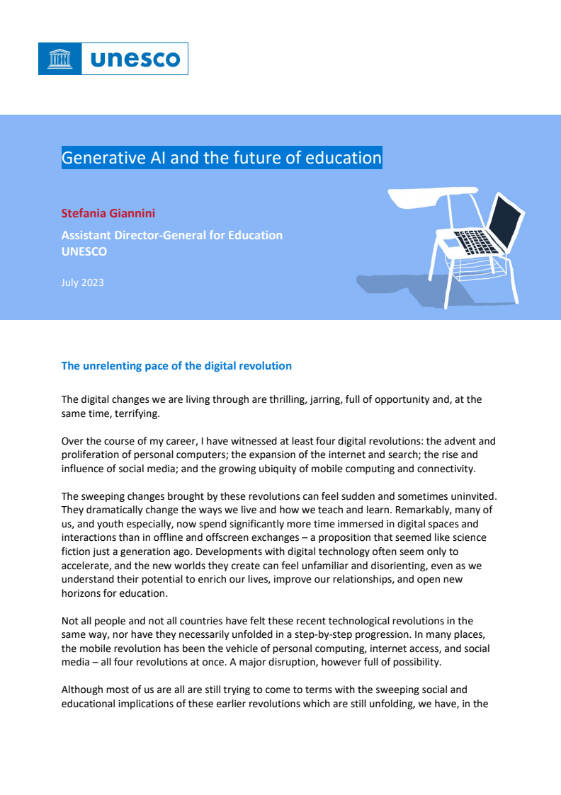 Generative AI and the future of education