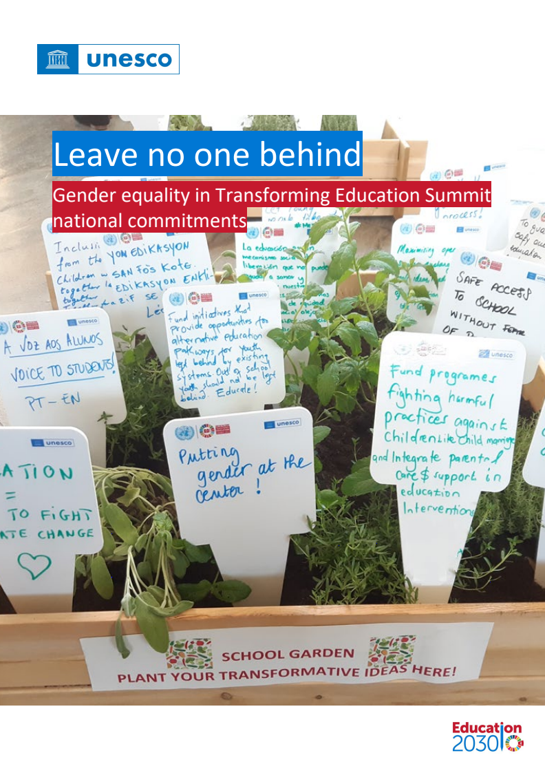 Leave no one behind: gender equality in Transforming Education Summit national commitments