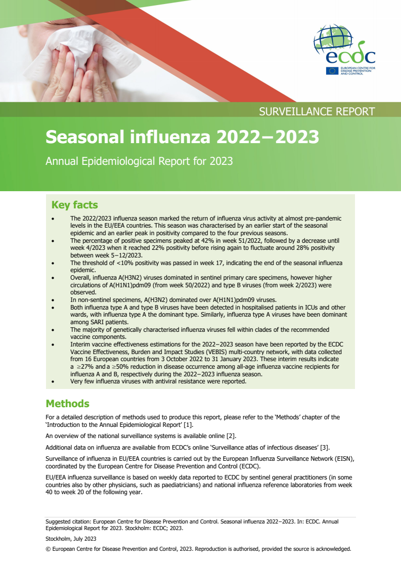 Seasonal influenza 2022−2023: Annual Epidemiological Report for 2023