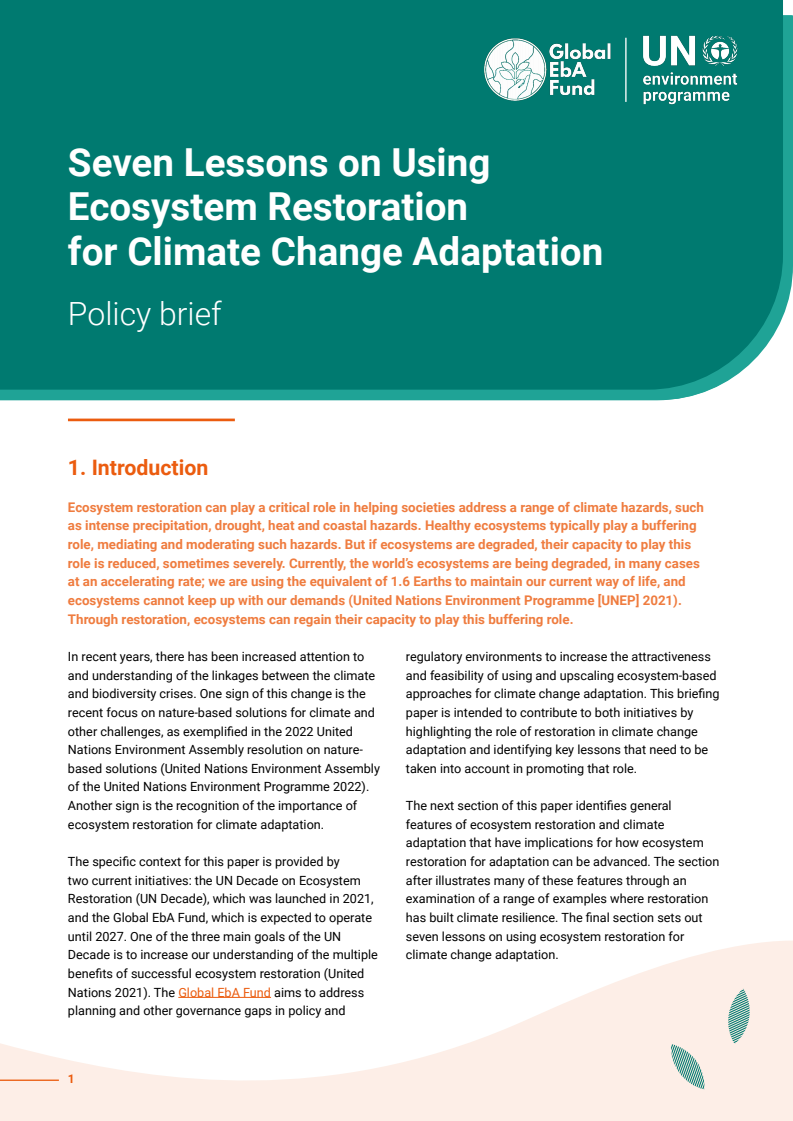 Seven Lessons on Using Ecosystem Restoration for Climate Change Adaptation