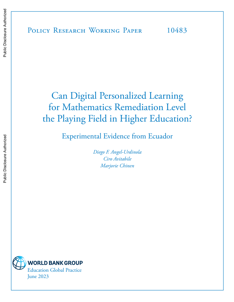 Can Digital Personalized Learning for Mathematics Remediation Level the Playing Field in Higher Education?: Experimental Evidence from Ecuador