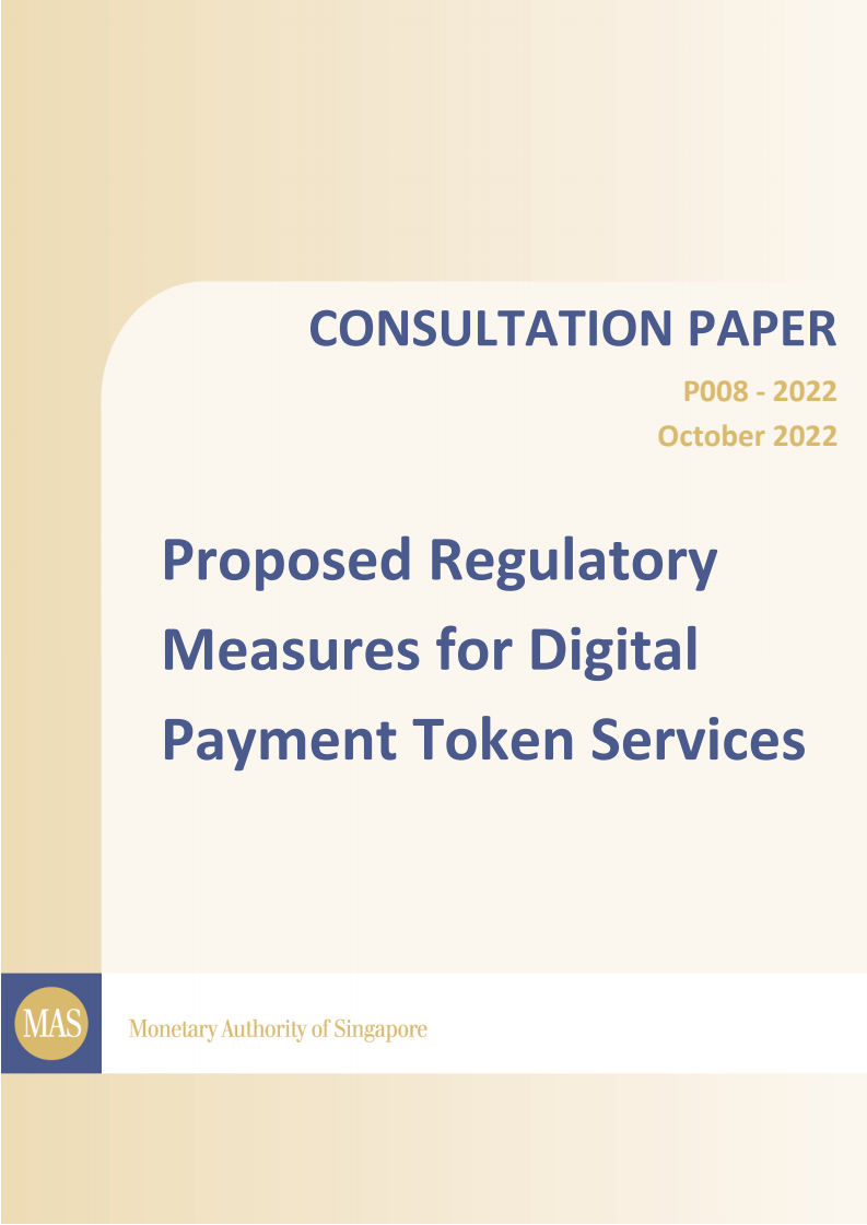 Consultation Paper on Proposed Regulatory Measures for Digital Payment Token Services