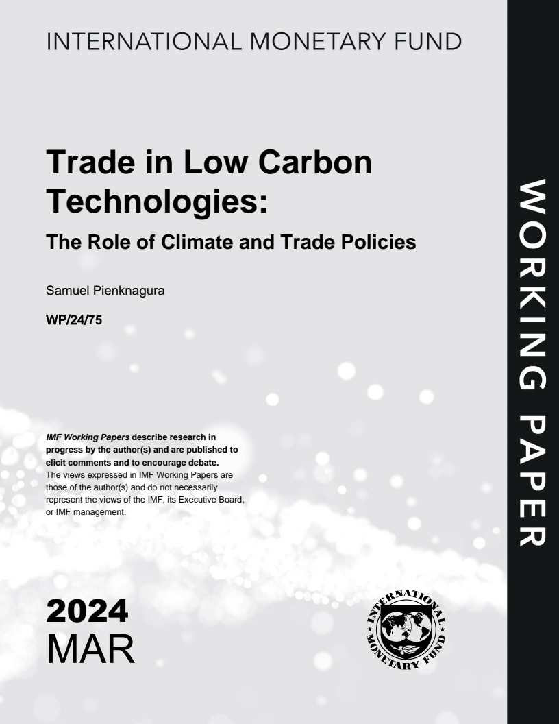 저탄소 기술의 무역 : 기후와 무역정책의 역할 (Trade in Low Carbon Technologies: The Role of Climate and Trade Policies)