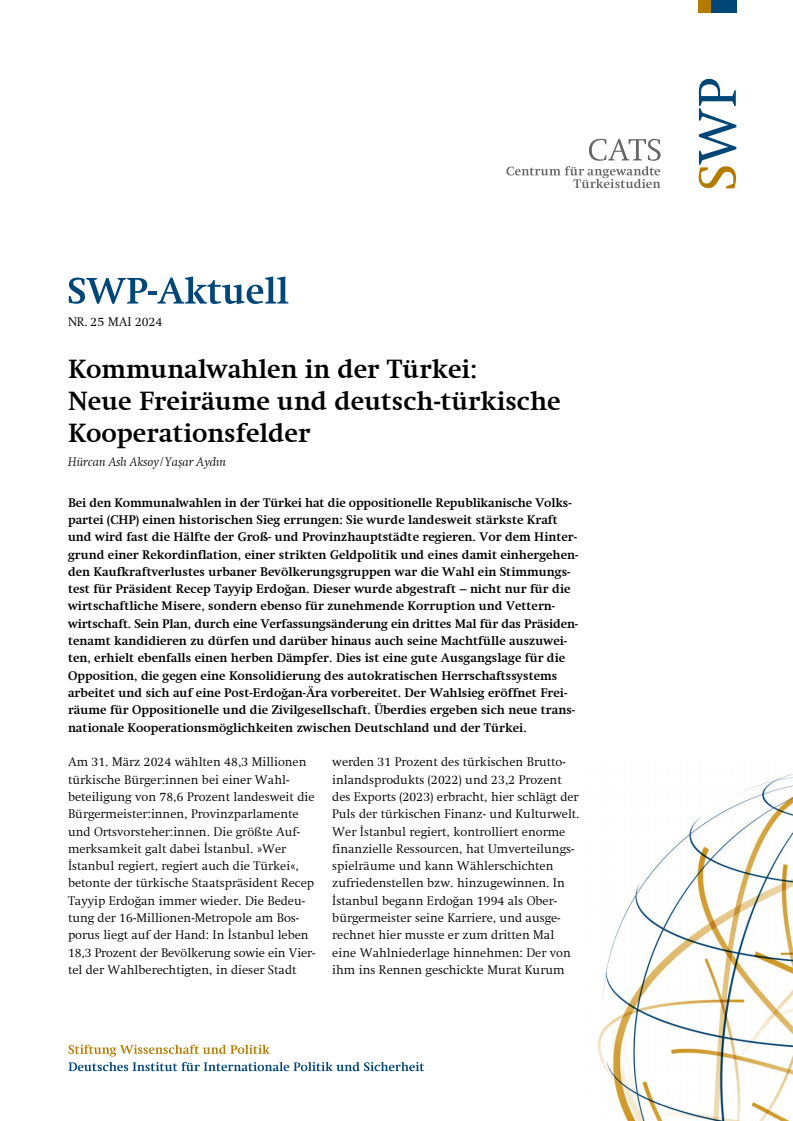 터키 지방선거: 새로운 자유와 독일-터키 협력 분야 (Kommunalwahlen in der Türkei : Neue Freiräume und deutsch-türkische Kooperationsfelder)