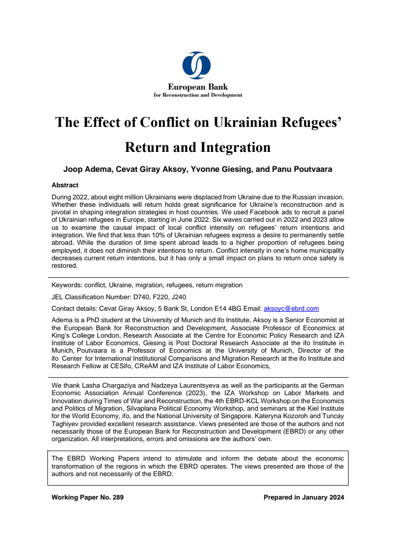 분쟁이 우크라이나 난민의 귀환과 통합에 미치는 영향 (The Effect of Conflict on Ukrainian Refugees' Return and Integration)