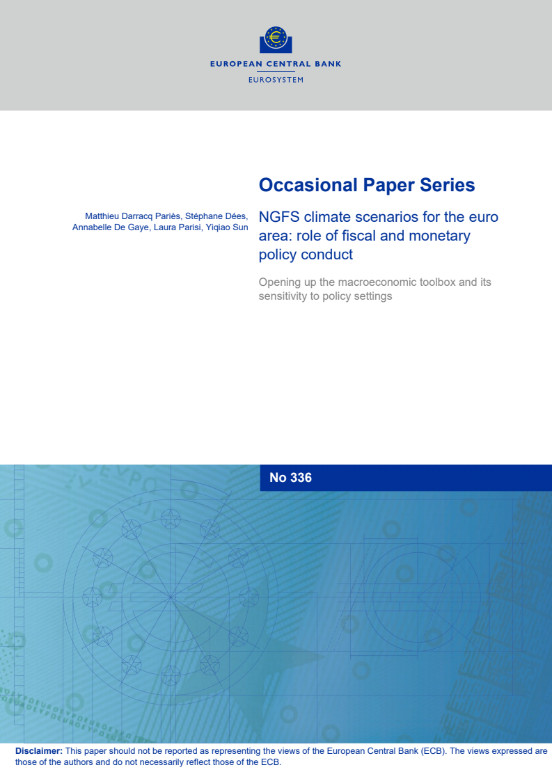 유로 지역의 NGFS 기후 시나리오 : 재정과 통화정책 수행의 역할 (NGFS climate scenarios for the euro area: role of fiscal and monetary policy conduct)