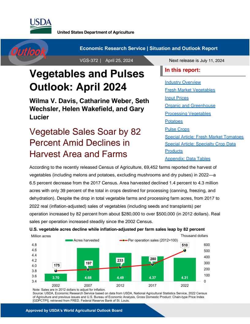 채소와 콩류 전망 : 2024년 4월 (Vegetables and Pulses Outlook: April 2024)
