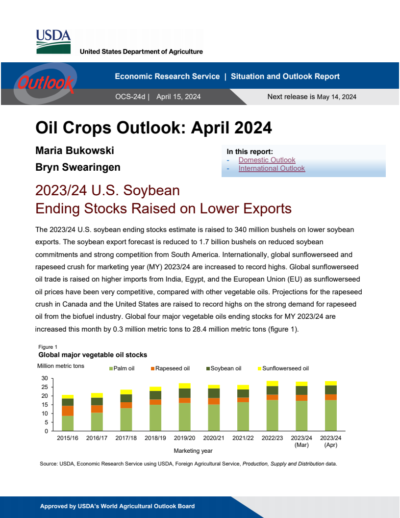 기름 작물 전망 : 2024년 4월 (Oil Crops Outlook: April 2024)