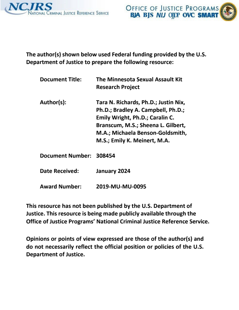 미네소타 성폭행 키트 연구 프로젝트 (The Minnesota Sexual Assault Kit Research Project)