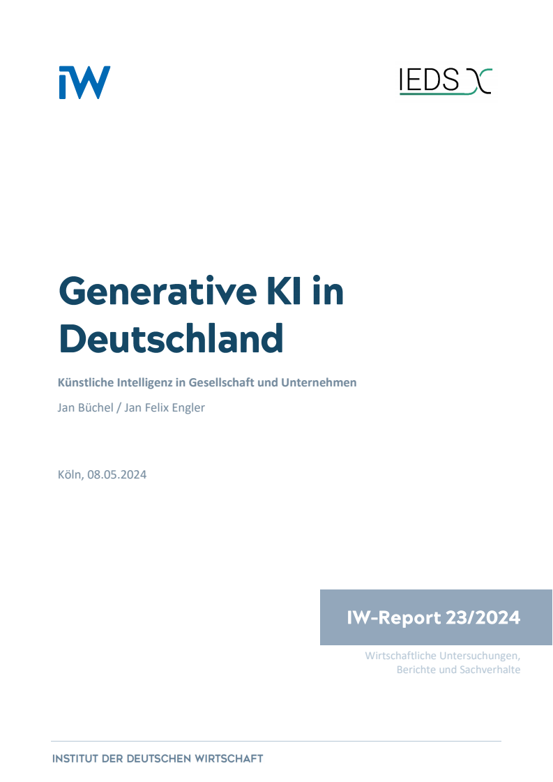 독일의 생성형 AI. 사회 및 기업내 인공지능 (Generative KI in  Deutschland. Künstliche Intelligenz in Gesellschaft und Unternehmen)