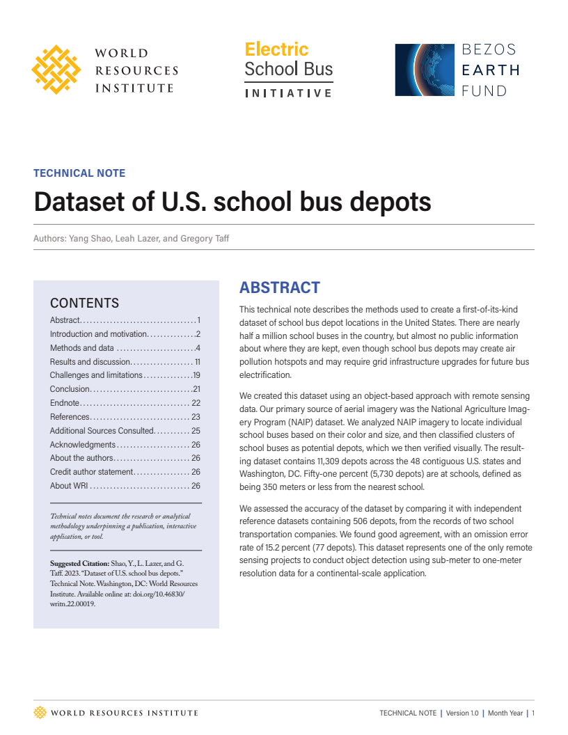 미국 통학버스 정류장의 데이터 세트 (Dataset of U.S. School Bus Depots)