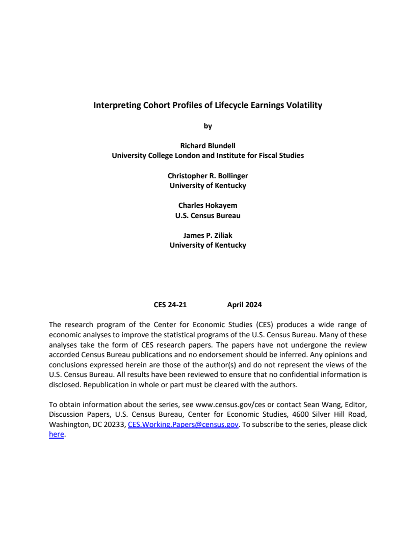 생애주기 소득 변동성의 코호트 프로필 해석 (Interpreting Cohort Profiles of Lifecycle Earnings Volatility)