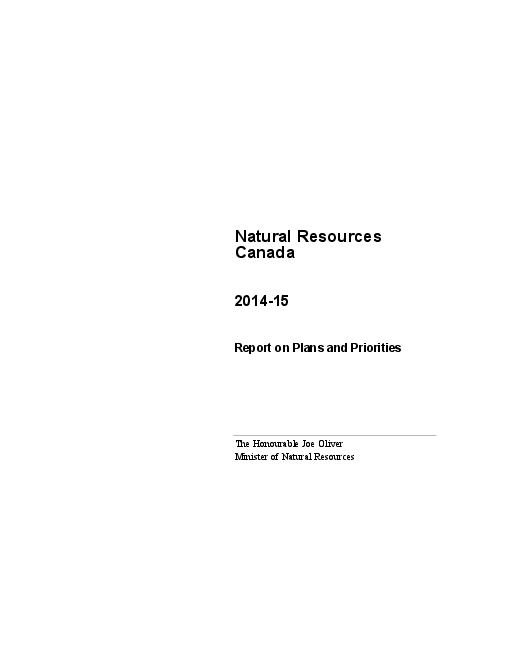 2014~ 2015 캐나다천연자원부(Natural Resources Canada, NRCan) 사업운영계획 보고 (NRCan 2013-14 Report on Plans and Priorities)