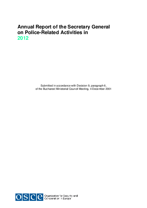 2012 유럽안보협력기구 경찰활동팀 연례 보고서 (Annual Report of the Secretary General on Police-Related Activities in 2014)