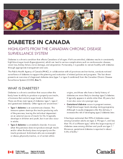캐나다의 당뇨병 : 캐나다 만성질환감시시스템 주요 내용 (Diabetes in Canada: Highlights from the Canadian Chronic Disease Surveillance System)