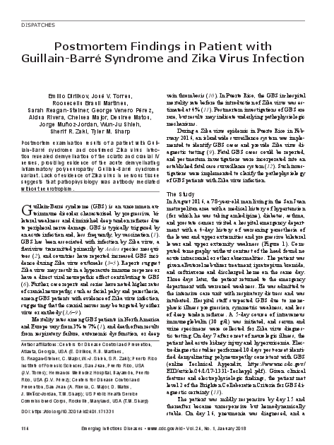 길랑-바레 증후군 및 지카바이러스 감염 환자의 사후 결과 (Postmortem Findings in Patient with Guillain-Barré Syndrome and Zika Virus Infection)