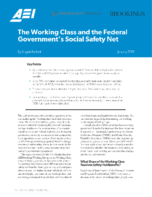 노동계층과 연방정부의 사회안전망 (The Working Class and the Federal Government’s Social Safety Net)(2018)