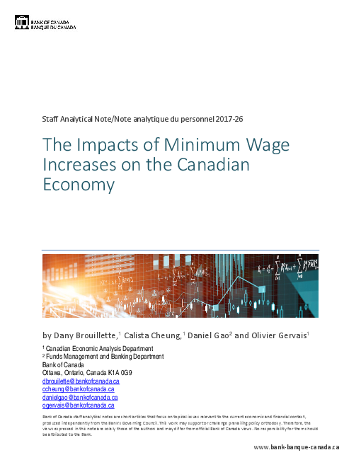 캐나다 경제에 대한 최저임금 인상 영향 (The Impacts of Minimum Wage Increases on the Canadian Economy)