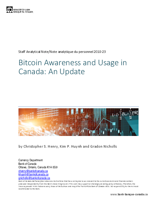캐나다의 비트코인에 대한 인식 및 사용 : 최신 동향 (Bitcoin Awareness and Usage in Canada: An Update)(2018)
