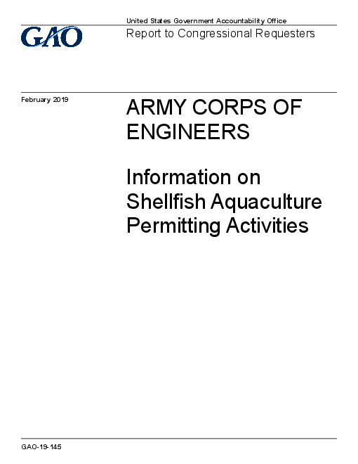 미국 육군공병단 : 조개류 수경재배 허가 활동 정보 (Army Corps of Engineers: Information on Shellfish Aquaculture Permitting Activities)