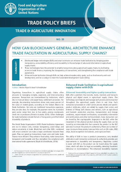 블록체인의 일반 구조가 농업 공급망에서 무역원활화를 향상시킬 수 있는 방법 (How can blockchain’s general architecture enhance trade facilitation in agricultural supply chains?)