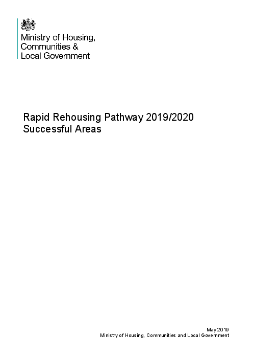 2019-20년 주거 안정 프로그램 성공 지역 (Rapid Rehousing Pathway 2019/2020 Successful Areas)(2019)