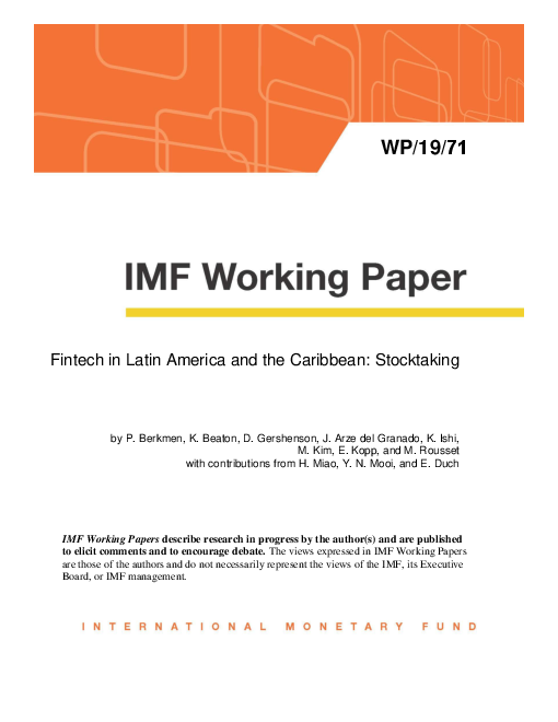 중남미 지역 내 핀테크 현황 검토 (Fintech in Latin America and the Caribbean: Stocktaking)(2019)