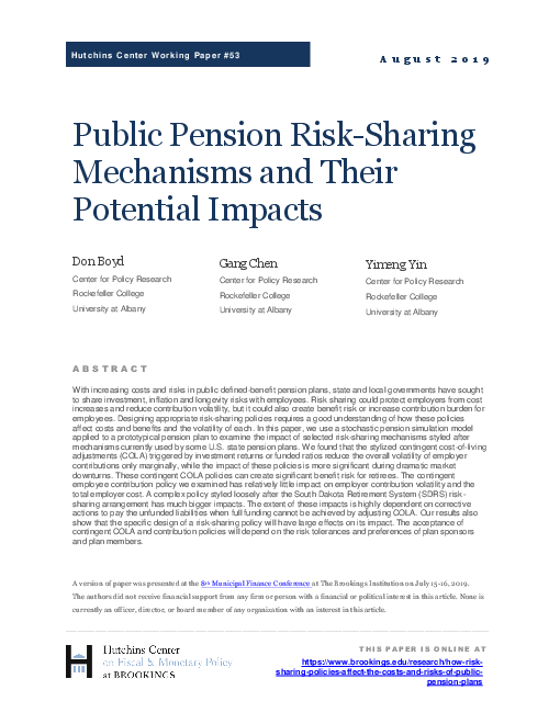 공적연금 위험 공유 방안 및 잠재적 영향 (Public Pension Risk-Sharing Mechanisms and Their Potential Impacts)(2019)
