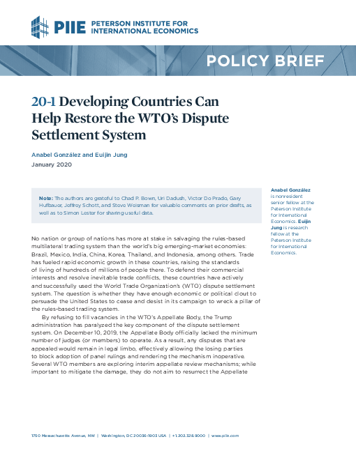 개발도상국을 통한 세계무역기구(WTO)의 분쟁 해결 제도 활성화 (Developing Countries Can Help Restore the WTO´s Dispute Settlement System)