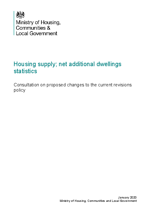 주택 공급 : 주택 재고량 변화 추적 통계 - 현 개정 정책 변경 제안에 대한 협의서 (Housing supply: net additional dwellings statistics: Consultation on proposed changes to the current revisions policy)