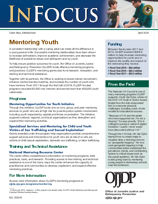 소년사법 및 비행예방국(OJJDP) 멘토링 프로그램 (Mentoring Youth)
