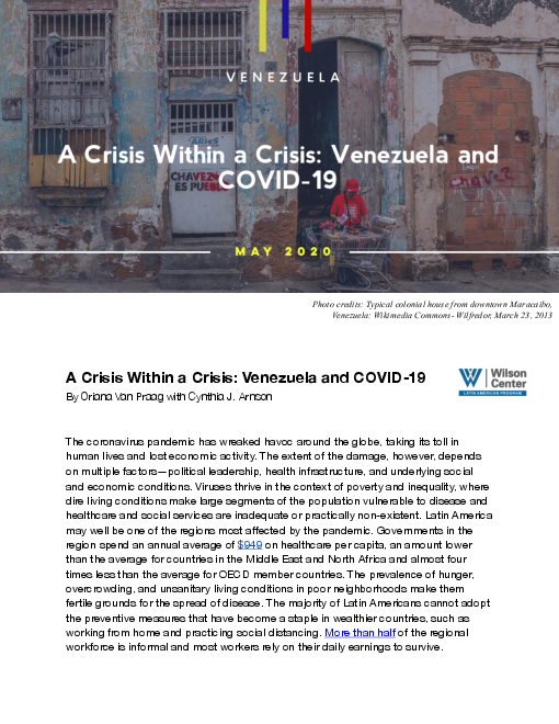 위기 속 위기 : 베네수엘라와 코로나바이러스감염증-19(COVID-19) (A Crisis Within a Crisis: Venezuela and COVID-19)