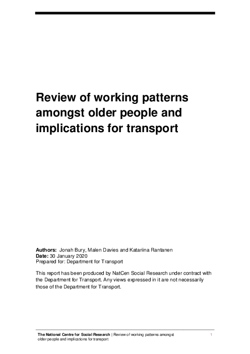 노년층의 근로 양상 및 교통 수요 (Review of working patterns amongst older people and implications for transport )