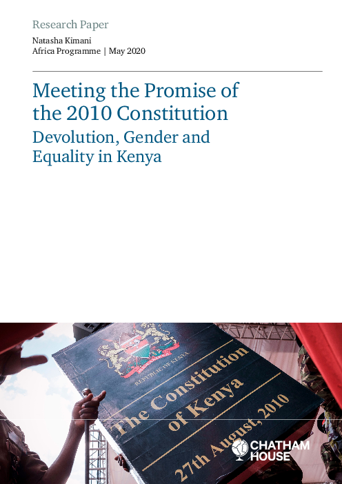 2010년 헌법 약속 준수 : 케냐의 권력 이양, 성평등 (Meeting the Promise of the 2010 Constitution: Devolution, Gender and Equality in Kenya)(2020)