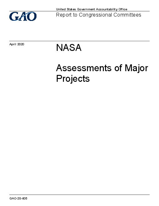 미항공우주국(NASA) : 주요 사업 평가 (NASA: Assessments of Major Projects)(2020)