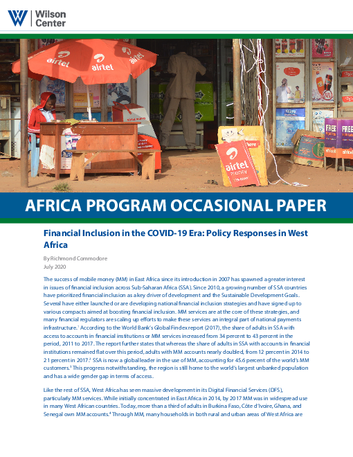 코로나바이러스감염증-19(COVID-19) 시대의 금융 포용 : 서아프리카 정책 대응 (Financial Inclusion in the COVID-19 Era: Policy Responses in West Africa)