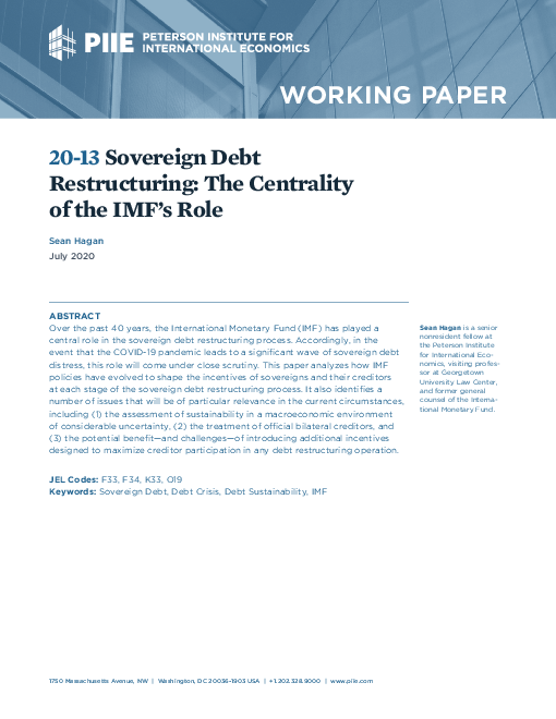 국가채무재조정 : 국제통화기금(IMF)의 중심적 역할 (Sovereign Debt Restructuring: The Centrality of the IMF’s Role)(2020)