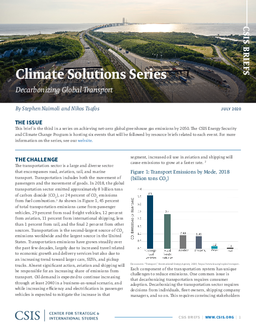 기후 해결책 시리즈 : 국제 교통 탈탄소화 (Climate Solutions Series: Decarbonizing Global Transport)(2020)