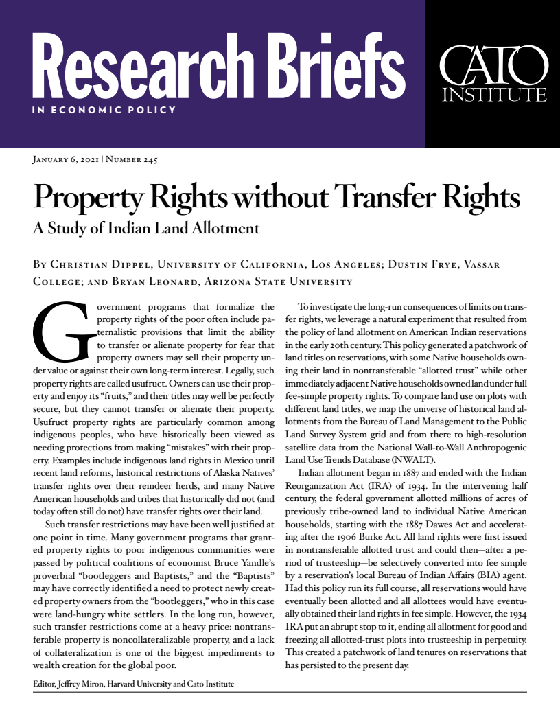 양도권 없는 재산권 : 원주민 토지배정 연구 (Property Rights without Transfer Rights: A Study of Indian Land Allotment)