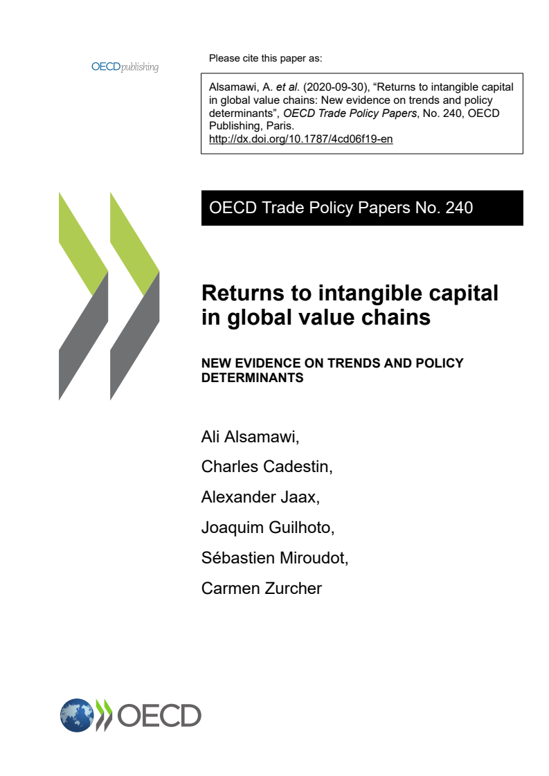 전세계 가치 사슬에서 무형 자본의 수익률 : 최근 동향과 정책 결정 요인에 관한 새로운 증거 (Returns to intangible capital in global value chains: New evidence on trends and policy determinants)(2020)
