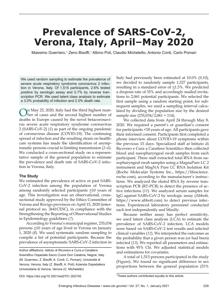 2020년 4-5월에 이탈리아 베로나 지역 내 사스코로나바이러스-2(SARS-CoV-2) 발병 
