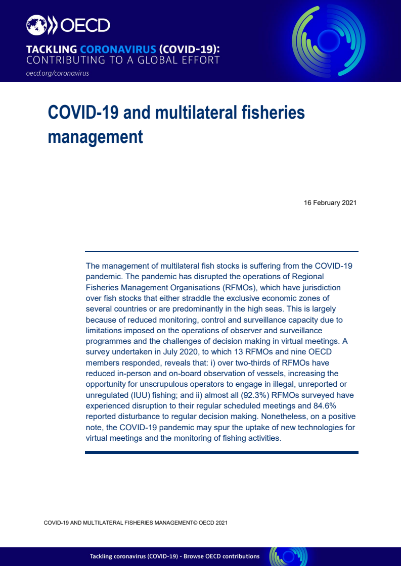 코로나바이러스감염증-19(COVID-19)와 다자간 어업 관리 (COVID-19 and multilateral fisheries management)(2021)