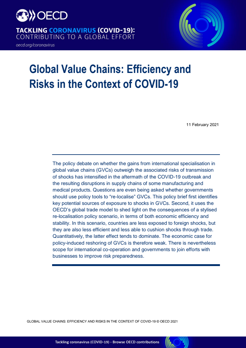 글로벌 가치사슬 : 코로나바이러스감염증-19(COVID-19) 상황의 효율성과 위험 (Global Value Chains: Efficiency and Risks in the Context of COVID-19)(2021)