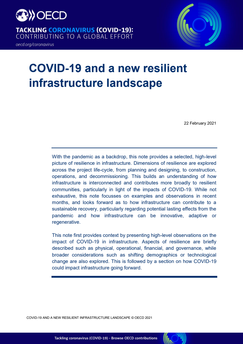 코로나바이러스감염증-19(COVID-19)와 새로운 기후변화 대응 기반시설의 현황 (COVID-19 and a new resilient infrastructure landscape)(2021)