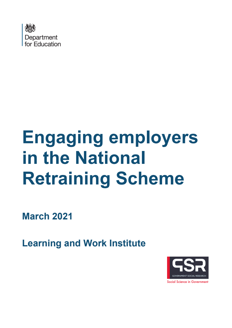 고용주의 국가 재교육 제도(NRS) 참여 : 학습 및 직업 연구소 (Engaging employers in the National Retraining Scheme: Learning and Work Institute)