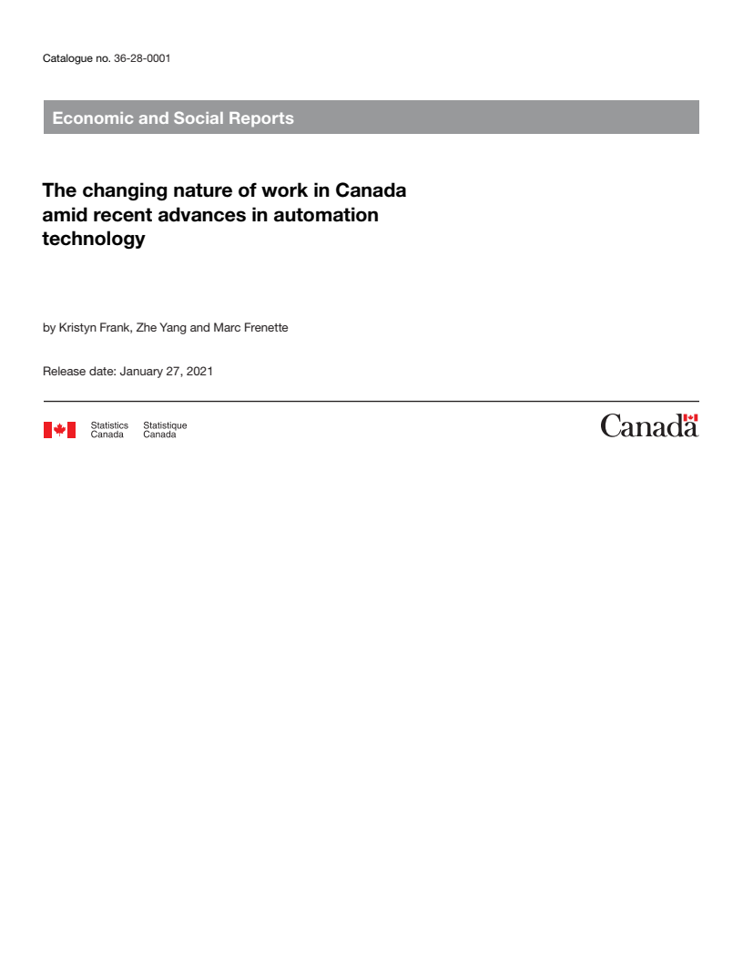 최근 자동화 기술 발전에 따른 캐나다 내 노동의 성격 변화 (The changing nature of work in Canada amid recent advances in automation technology)