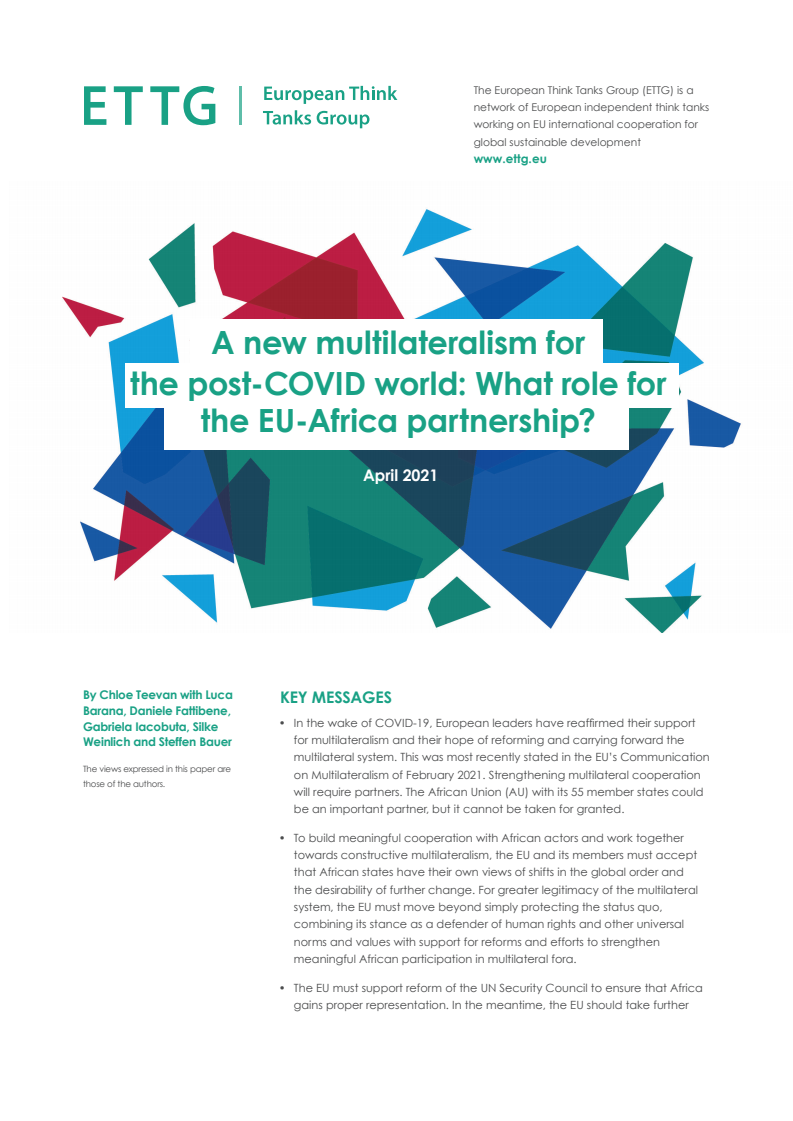 코로나바이러스감염증-19(COVID-19) 이후 세계의 다자주의와 유럽연합-아프리카 간 협력 관계 (A new multilateralism for the post-COVID world: What role for the EU-Africa partnership?)