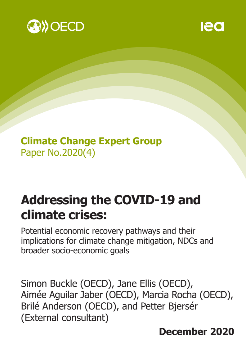 코로나19와 기후 위기 검토 : 잠재적 경제 복구 경로와 이 경로가 기후 변화 완화, 국가 온실가스 감축 목표(NDC) 및 광범위한 사회경제 목표에 미치는 영향 (Addressing the COVID-19 and climate crises : Potential economic recovery pathways and their implications for climate change mitigation, NDCs and broader socio-economic goals)(2020)